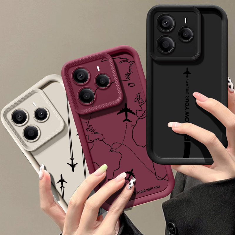 Xiaomi Redmi Note 14 - Casing Ponsel TPU Pola Rute Pesawat